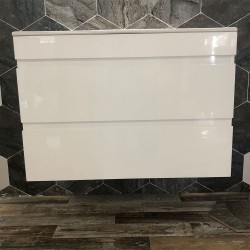 ЛИНЕА 2 80 - Конзолен шкаф за баня от PVC, бял гланц